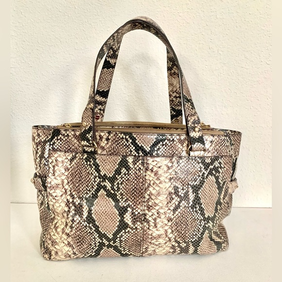 Elaine Turner ‘Ruth’ Leather Python Snakeskin Satchel Bag Purse Tote Handbag ~ - Picture 6 of 16